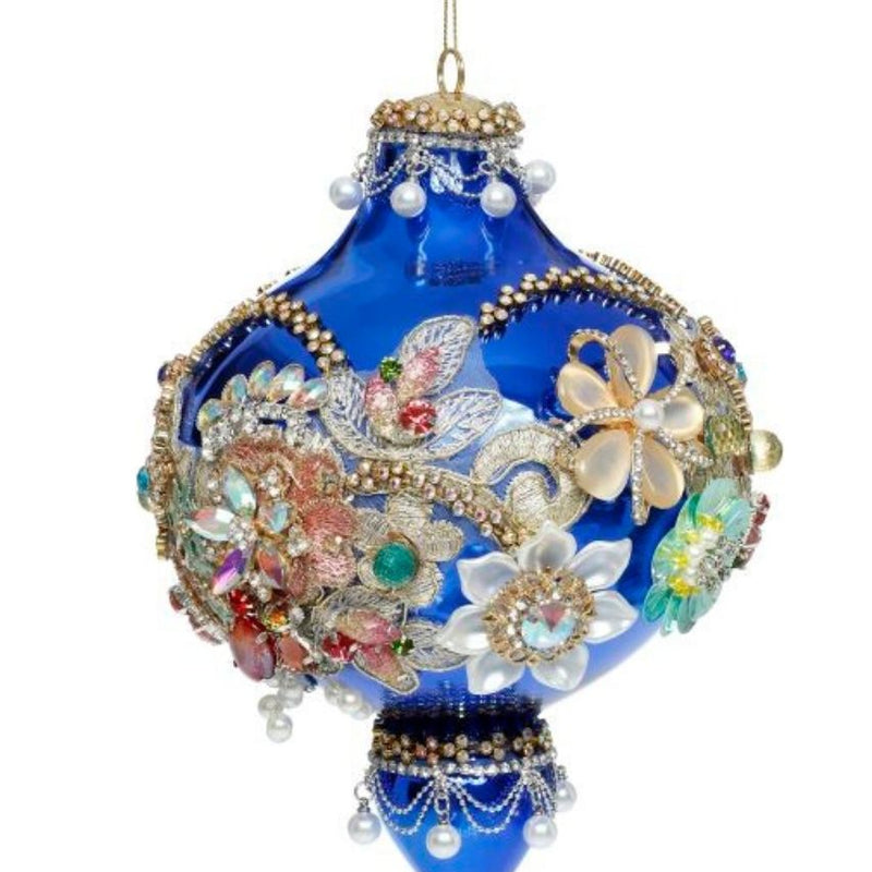 8" King's Jewel Extra Fancy Finial Ornament, Blue - Mark Roberts
