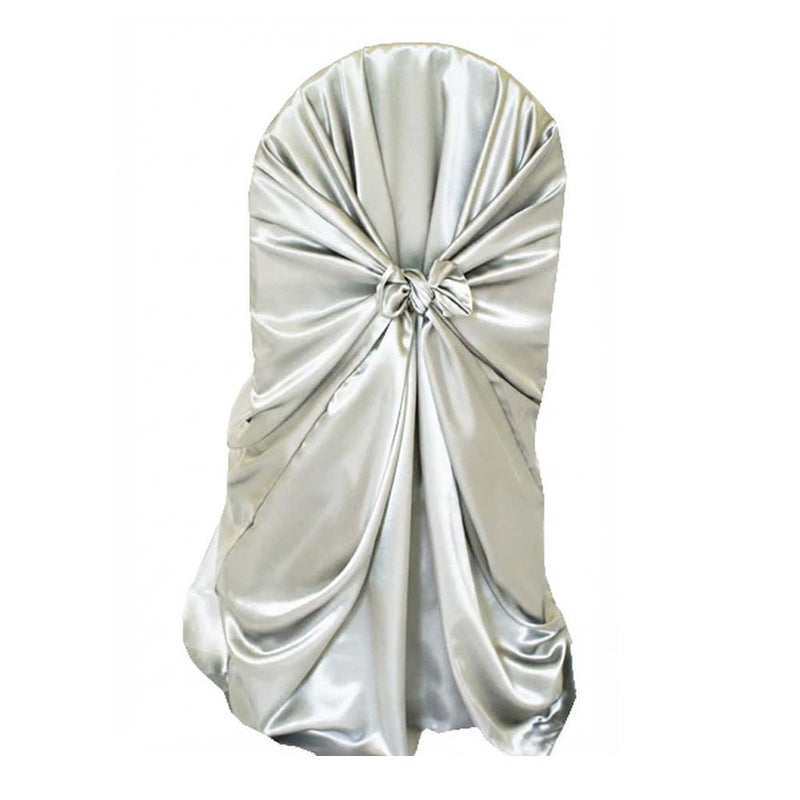 Platinum/Light Silver Satin Universal Self Tie Chair Cover