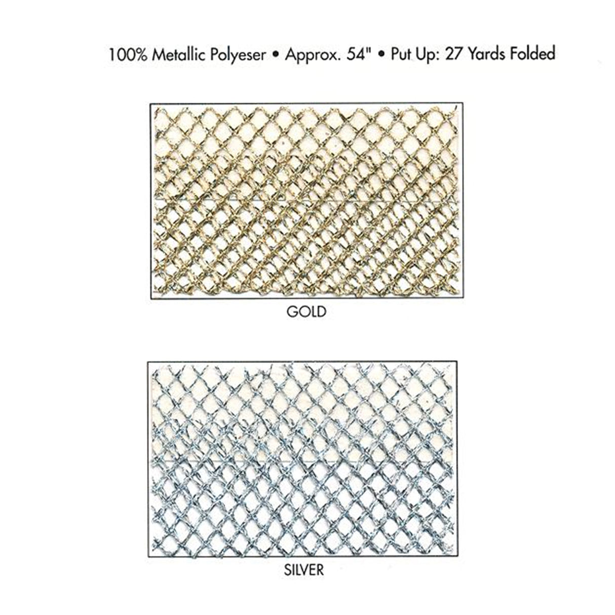 Metallic Diamond Net Metallic Polyester Fabric - Gold/Silver Diamond Mesh, 54" Width (1 Yard)