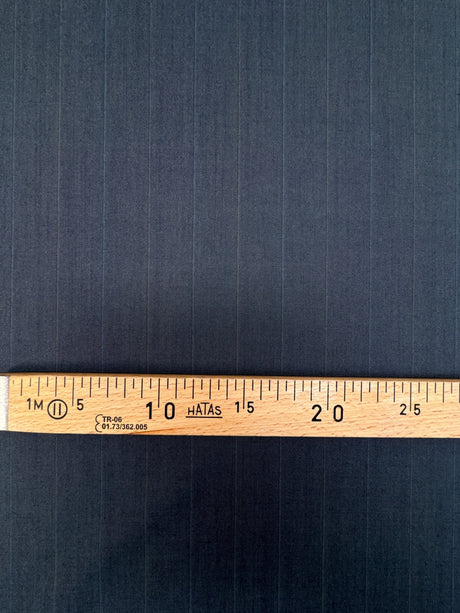 Wool Polyester Striped Suit Fabric Gray Blue