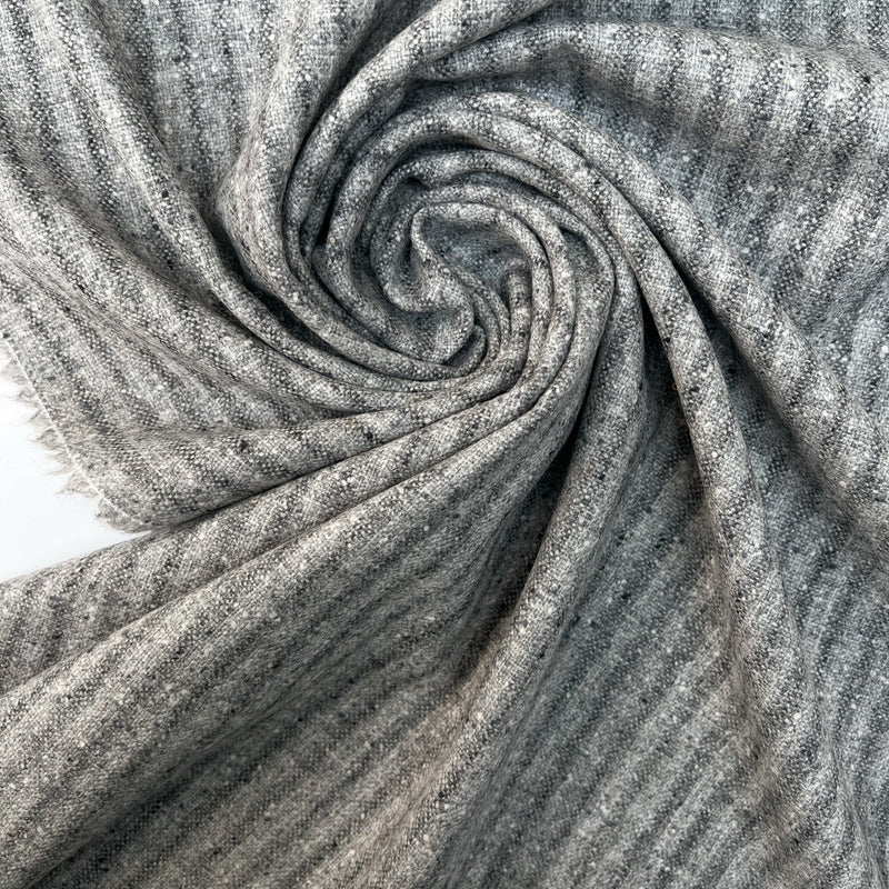 Gray Wool Flammé Stripe Fabric