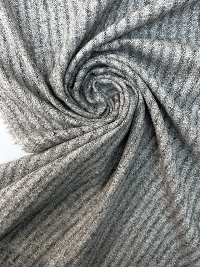 Gray Wool Flammé Stripe Fabric