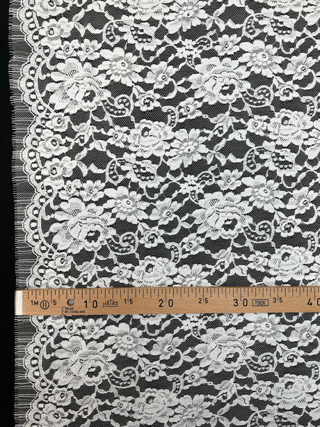 Cotton Lace Mesh Floral White