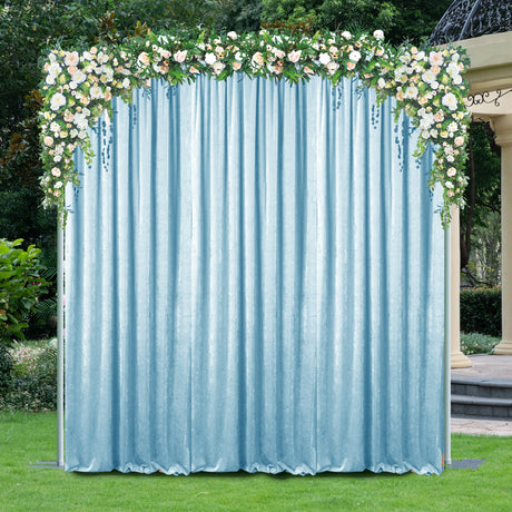 Crushed Velvet Backdrop Drape Panel 16 ft x 57 in Baby Blue