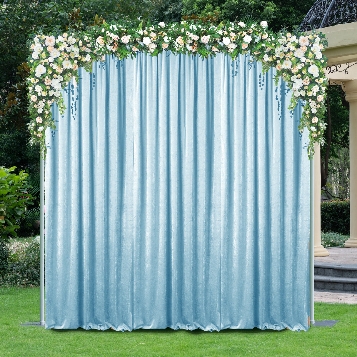 Velvet Backdrop Drape Panel 14 ft x 57 in Baby Blue