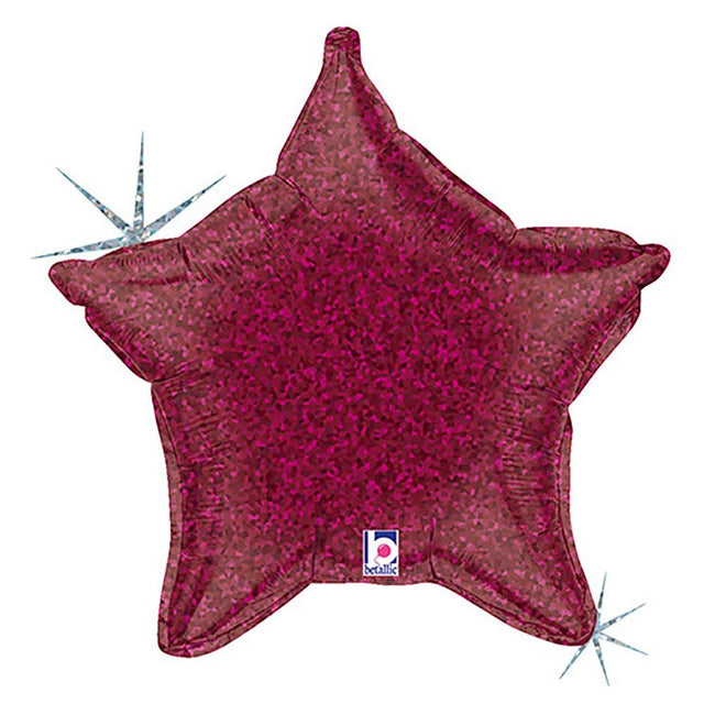 Star Foil Balloon Burgundy Holographic