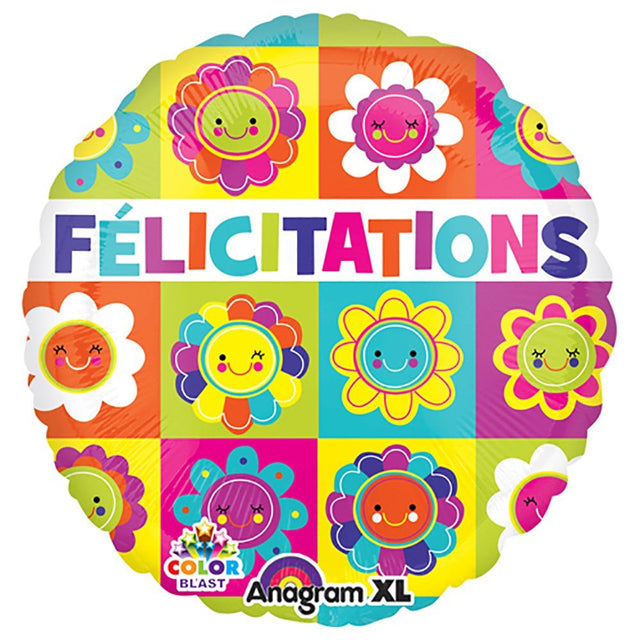 Foil Balloon Felicitations Happy Flowers 21 Inch