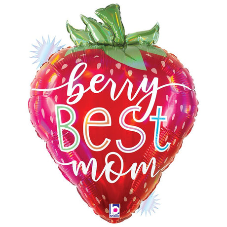 Foil Balloon Best Mom Strawberry 21 Inch