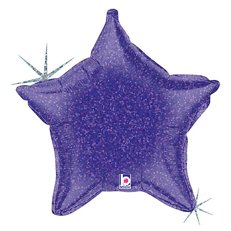Foil Balloon Purple Holographic Star 21 Inch