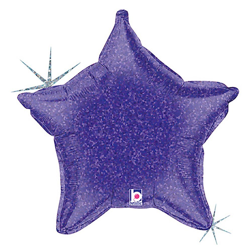 Foil Balloon Purple Holographic Star 21 Inch