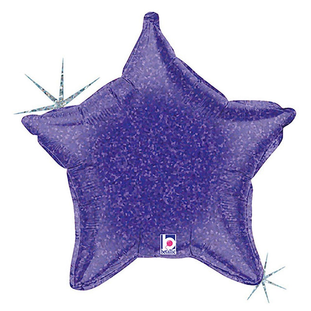 Foil Balloon Purple Holographic Star 21 Inch