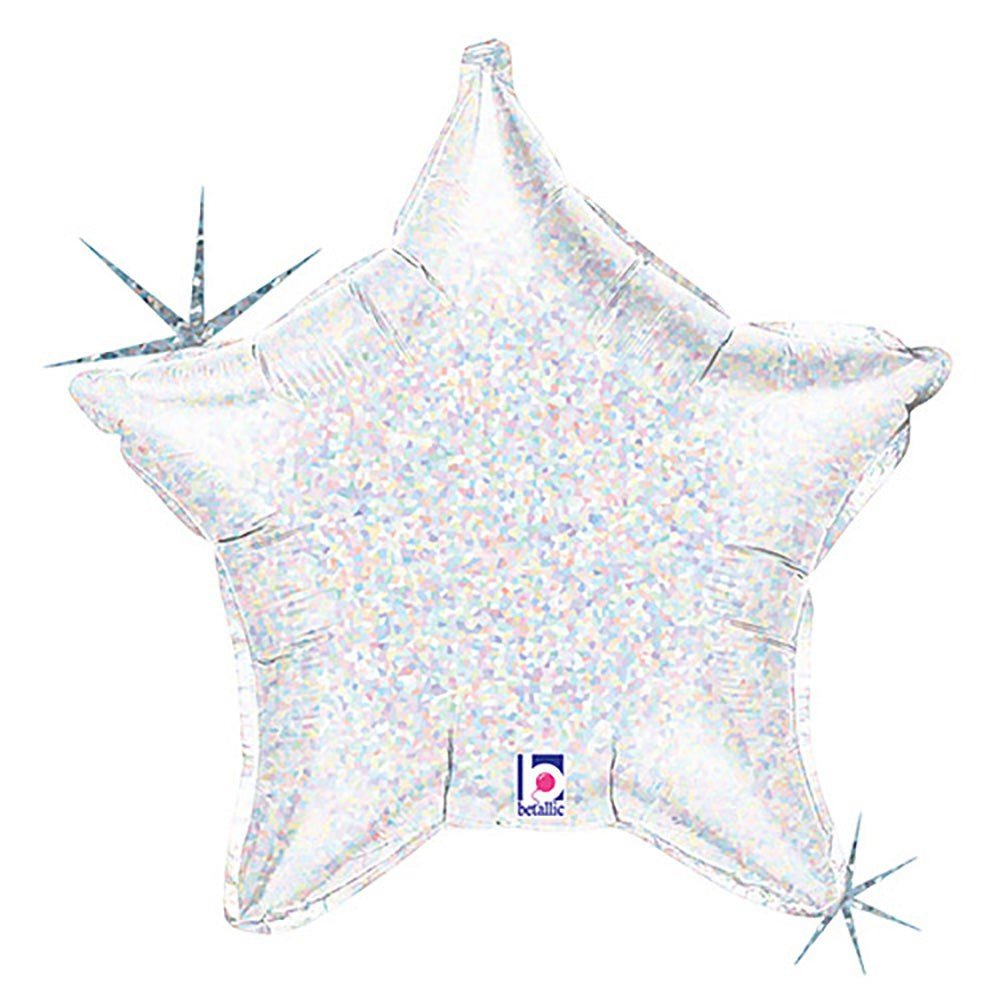 Foil Balloon Silver Holographic Star