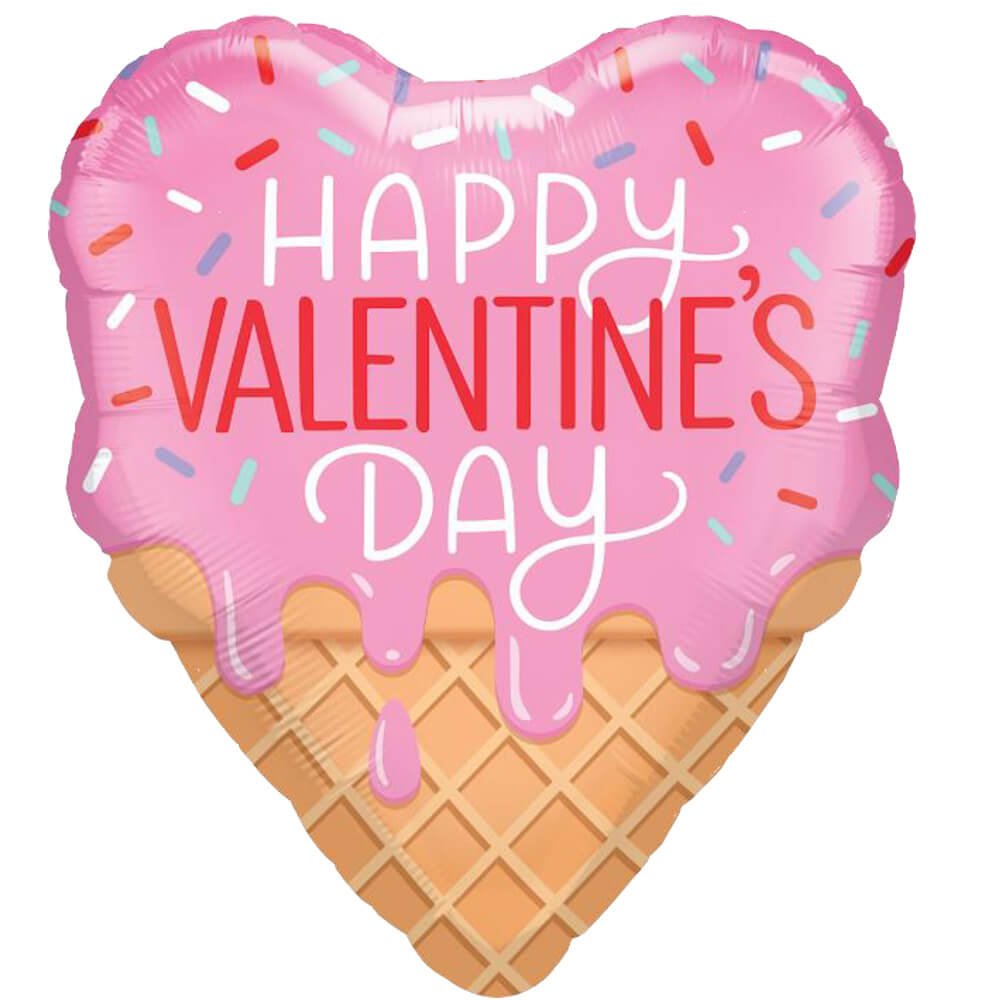 Foil Balloon Valentine's Waffle Cone