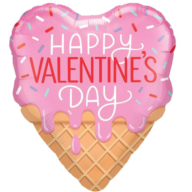 Foil Balloon Valentine's Waffle Cone
