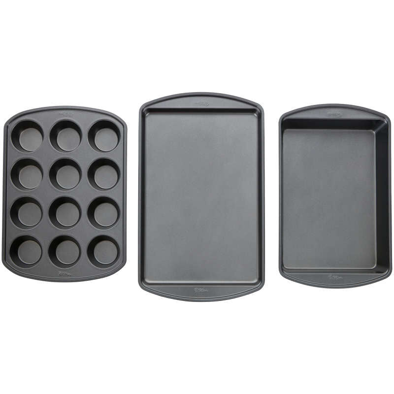 Wilton Perfect Results Muffin, Baking and Oblong Pan Bakeware Set, 3-Piece