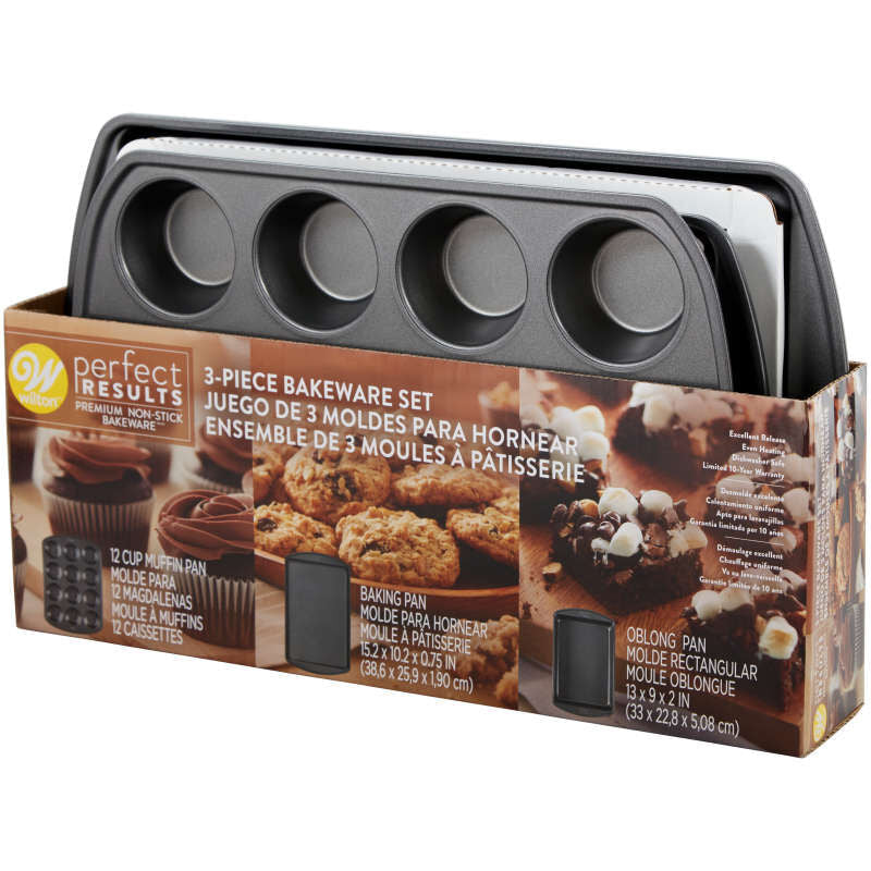 Wilton Perfect Results Muffin, Baking and Oblong Pan Bakeware Set, 3-Piece