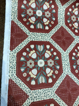 Wellman Decorative Lillian August Vintage Cotton Fabric - Red Floral Box, 57" Width, 9" Horizontal Repeat, 9" Vertical Repeat (1 Yard)