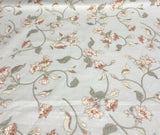 Louis Nichole Vintage Cotton Fabric - Gray Floral Pink Green Floral Design, 56" Width, 27" Horizontal Repeat, 30.5" Vertical Repeat (1 Yard)