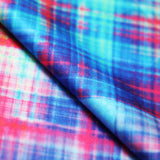 Diagonal Plaid Poly Spandex Fabric - Rainbow Plaid, 58/60" Width (1 Yard)
