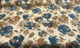 Water Floral Tapestry Upholstery Fabric - Teal Gold Light Browns, 56" Width (1 Yard)