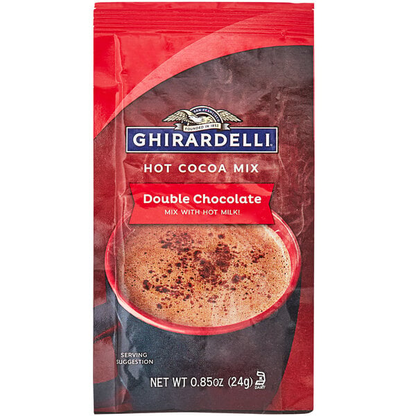 Ghirardelli Double Chocolate Hot Cocoa Mix Packet - 250/Case