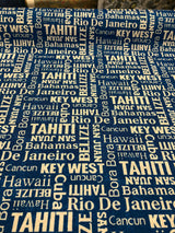 Waverly Sun N Shade Sea La Vie Bahamas Navy 100 Percent Polyester Outdoor Fabric - Navy/White Horizontal Repeat 6.75", Vertical Repeat 6.75", 54" Width (1 Yard)