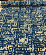 Waverly Sun N Shade Sea La Vie Bahamas Navy 100 Percent Polyester Outdoor Fabric - Navy/White Horizontal Repeat 6.75", Vertical Repeat 6.75", 54" Width (1 Yard)