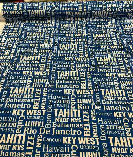 Waverly Sun N Shade Sea La Vie Bahamas Navy 100 Percent Polyester Outdoor Fabric - Navy/White Horizontal Repeat 6.75", Vertical Repeat 6.75", 54" Width (1 Yard)