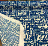 Waverly Sun N Shade Sea La Vie Bahamas Navy 100 Percent Polyester Outdoor Fabric - Navy/White Horizontal Repeat 6.75", Vertical Repeat 6.75", 54" Width (1 Yard)