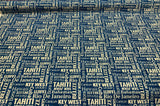 Waverly Sun N Shade Sea La Vie Bahamas Navy 100 Percent Polyester Outdoor Fabric - Navy/White Horizontal Repeat 6.75", Vertical Repeat 6.75", 54" Width (1 Yard)