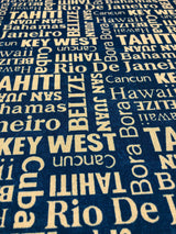 Waverly Sun N Shade Sea La Vie Bahamas Navy 100 Percent Polyester Outdoor Fabric - Navy/White Horizontal Repeat 6.75", Vertical Repeat 6.75", 54" Width (1 Yard)
