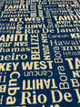 Waverly Sun N Shade Sea La Vie Bahamas Navy 100 Percent Polyester Outdoor Fabric - Navy/White Horizontal Repeat 6.75", Vertical Repeat 6.75", 54" Width (1 Yard)