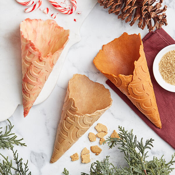 The Konery Pumpkin Spice Waffle Cones - 144/Case