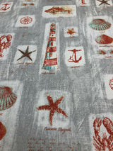 Waverly Sun N Shade Beach Comber Gray Sandcastle Polyester Fabric - Gray, Beige, Burnt Orange, Tan, Aqua, 54" Width (1 Yard)