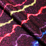 Electric Waves Polyester Spandex Fabric - Lightning Bolt Print, 58/60" Width (1 Yard)