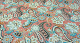 Waverly Sun N Shade Wild Card Peachtini 100 Percent Polyester Fabric - Pink, Taupe, Aqua, Green, Orange, Yellow, White, 54" Width (1 Yard)