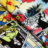 Comic Daze Polyester Spandex Fabric - Multicolor/Black White Comic Book Print, 58/60" Width (1 Yard)