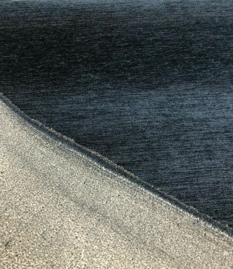 Barcelona Navy Blue Chenille Upholstery Fabric - Solid Navy Blue, 56" Width (1 Yard)