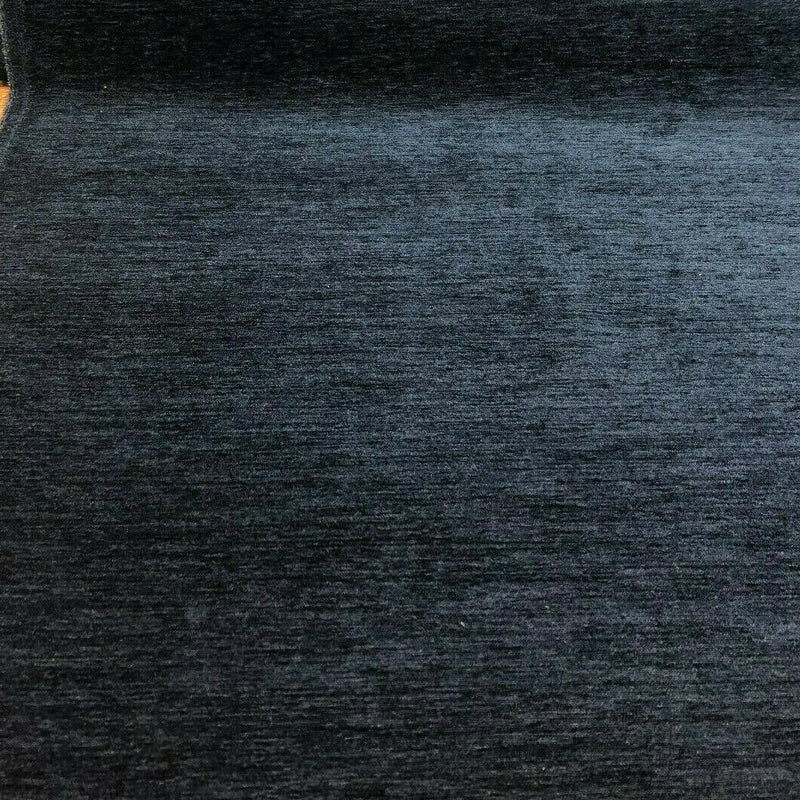 Barcelona Navy Blue Chenille Upholstery Fabric - Solid Navy Blue, 56" Width (1 Yard)