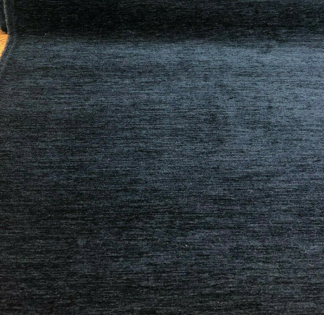 Barcelona Navy Blue Chenille Upholstery Fabric - Solid Navy Blue, 56" Width (1 Yard)