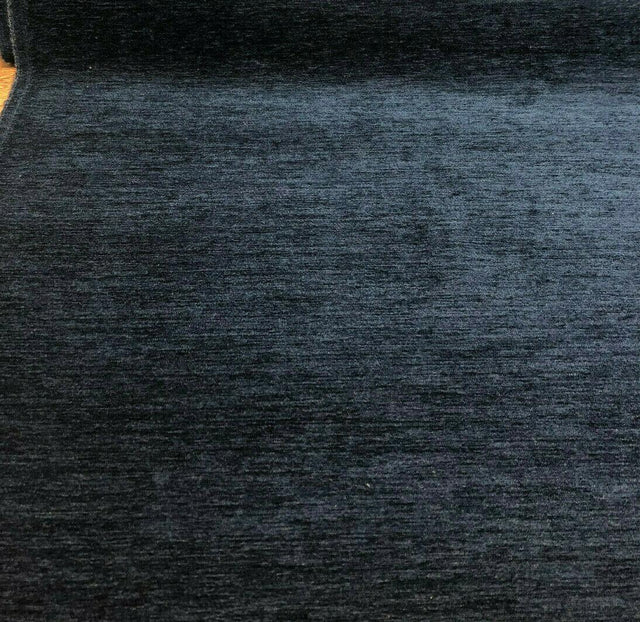 Barcelona Navy Blue Chenille Upholstery Fabric - Solid Navy Blue, 56" Width (1 Yard)