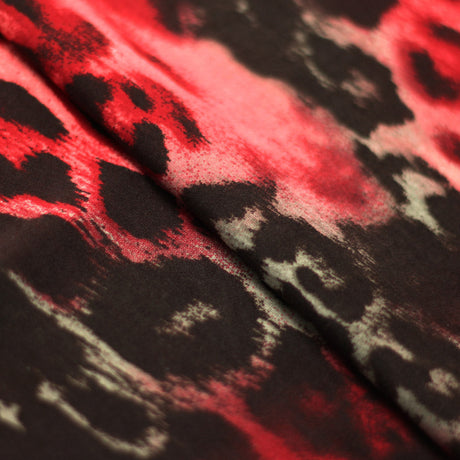 Animal Patch Polyester Spandex Fabric - Turquoise/Brown, Orange/Brown, Red/Black Animal Skin Print, 58/60" Width (1 Yard)