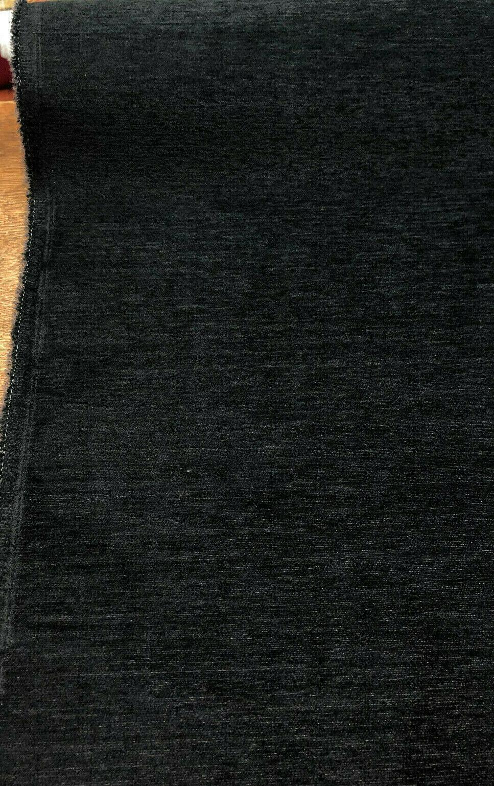 Barcelona Soft Chenille Upholstery Fabric - Black, 56" Width (1 Yard)