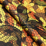 Bohemian Camo Polyester Spandex Fabric - Yellow/Olive Modern Camo Print, 58/60" Width (1 Yard)