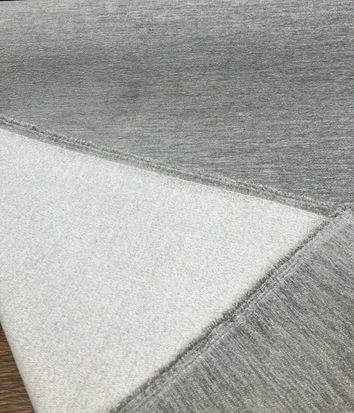 Barcelona Silver Soft Chenille Upholstery Fabric - Silver Solid, 56" Width (1 Yard)