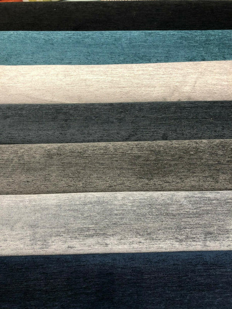 Barcelona Silver Soft Chenille Upholstery Fabric - Silver Solid, 56" Width (1 Yard)