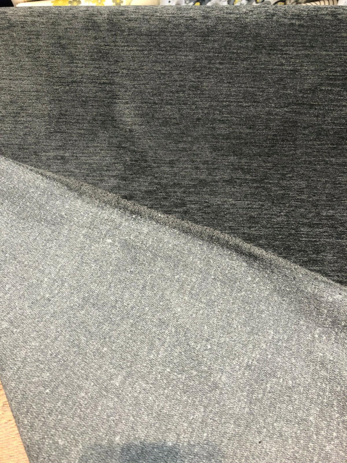 Barcelona Charcoal Soft Chenille Upholstery Fabric - Charcoal Solid, 56" Width (1 Yard)