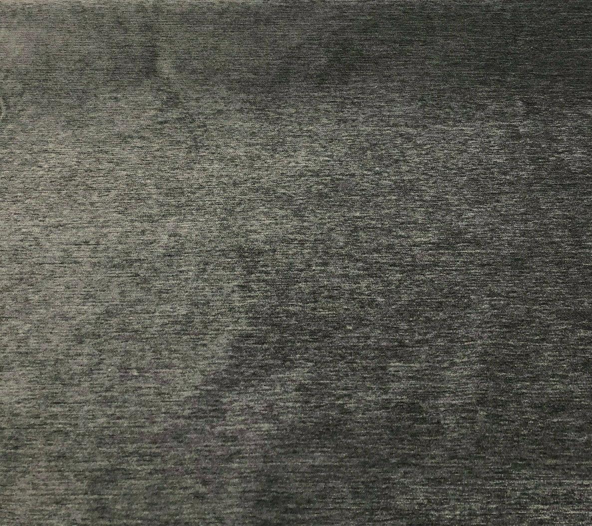 Barcelona Charcoal Soft Chenille Upholstery Fabric - Charcoal Solid, 56" Width (1 Yard)