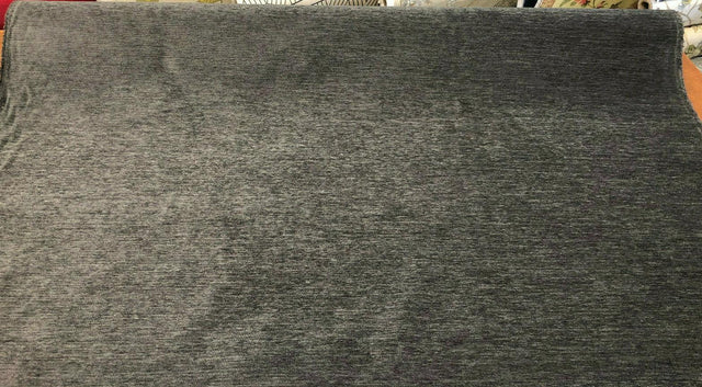 Barcelona Charcoal Soft Chenille Upholstery Fabric - Charcoal Solid, 56" Width (1 Yard)