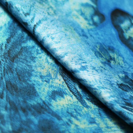 Animal Collage Polyester Spandex Fabric - Gold, Turquoise, Animal Collage Print, 58/60" Width (1 Yard)